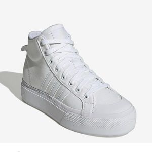 NWT Adidas Bravada 2.0 Mid Platform Canvas Hightop Tennis Shoe White Size 7